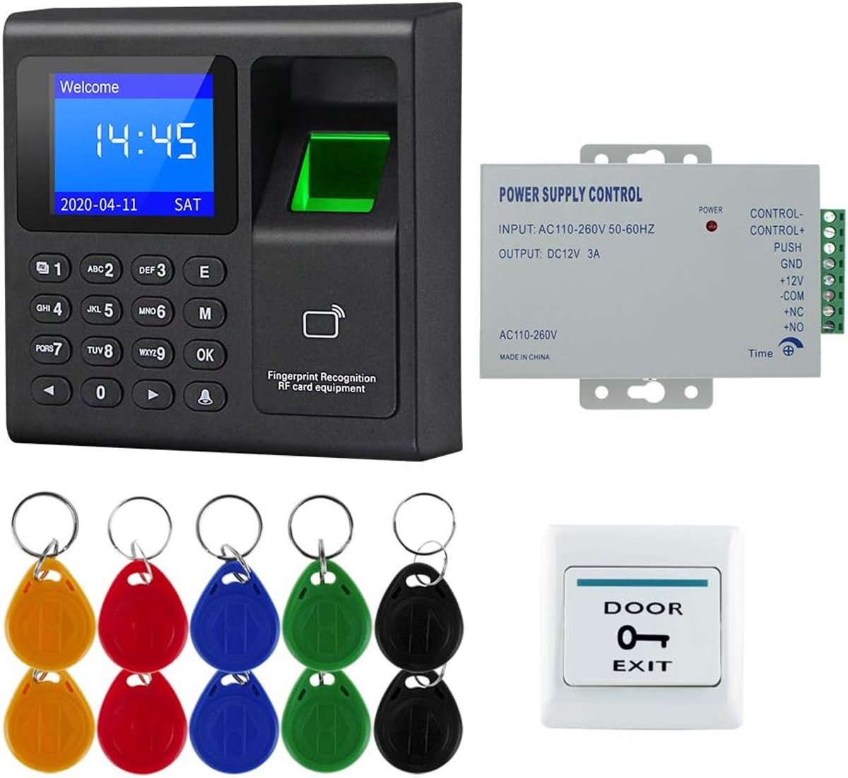 Deur toegangssysteem met vingerafdruk - RFID keycard set - 10 keychains inbegrepen - voor veiligere toegang - ShopVlot