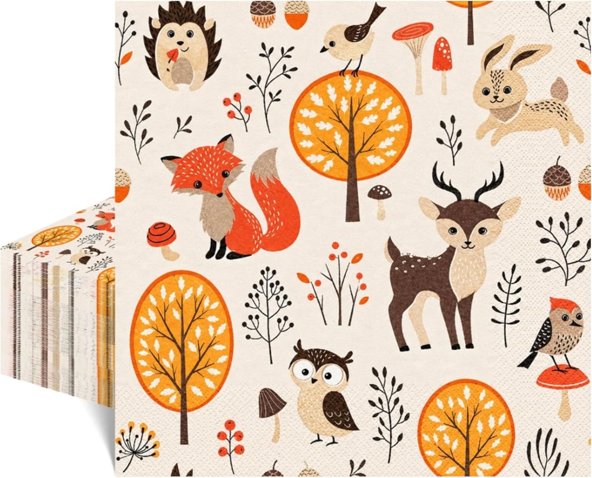 Servetten bosdieren 33x33 cm - 3-laags - grappige dierservetten - feestelijke tafeldecoratie - ShopVlot