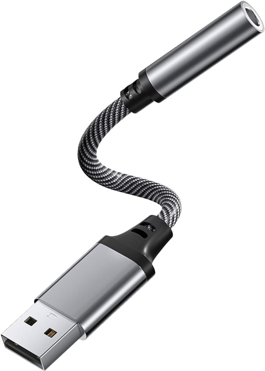 USB naar 3.5mm Jack Audio Adapter - Grijs - Geschikt voor koptelefoons en luidsprekers - Eenvoudige verbinding - ShopVlot