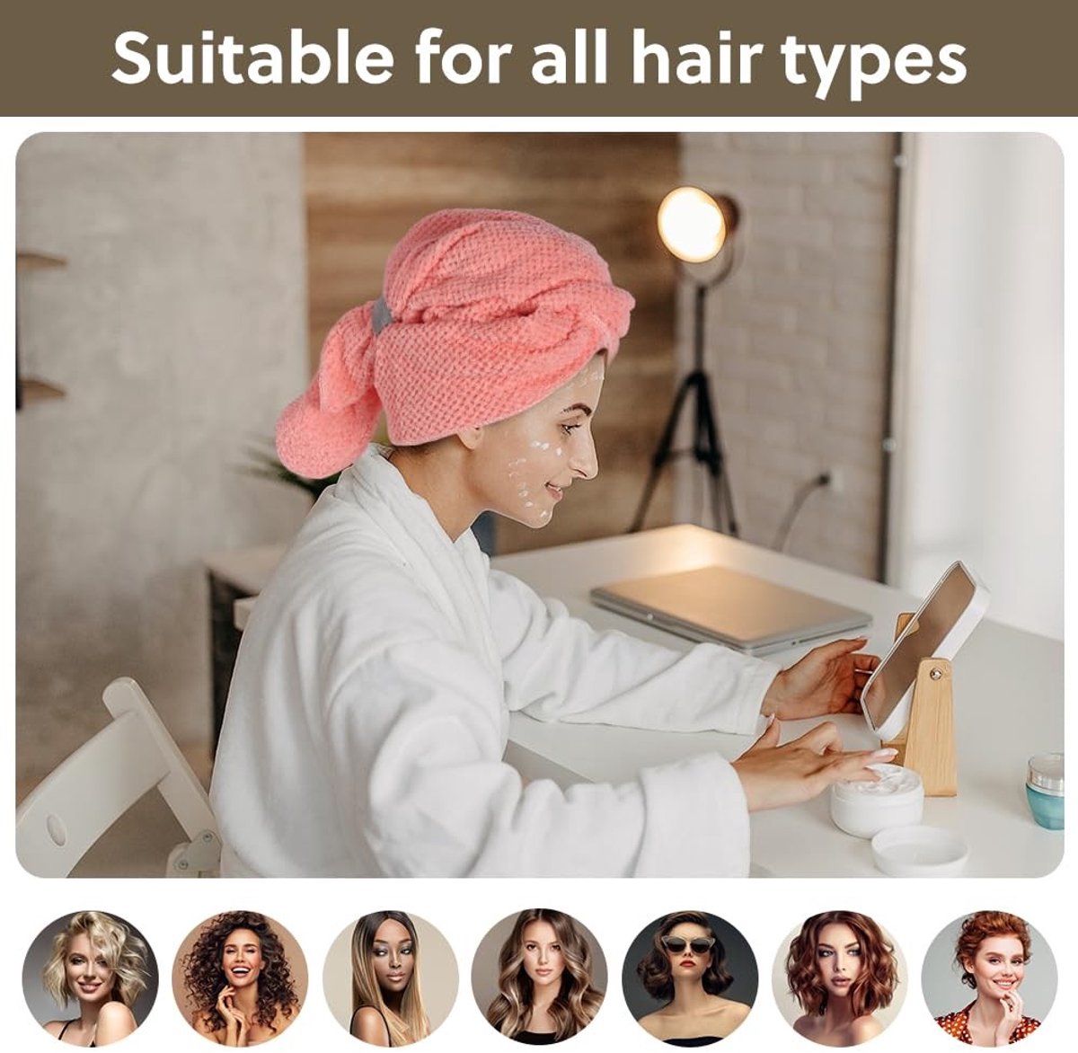 Solidchoice - Grote Microvezel Haarhanddoek, 2 Stuks, Sneldrogend en Zacht