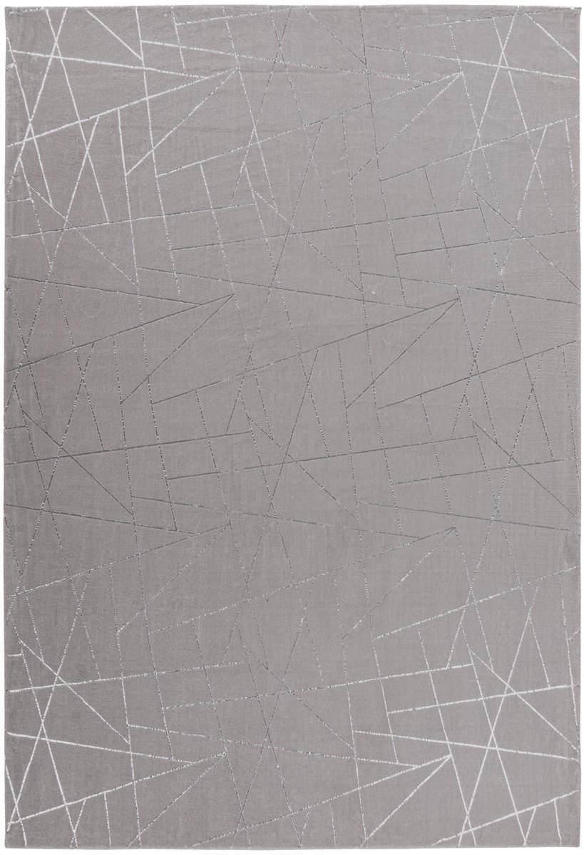 Padiro laagpolig vloerkleed 80 x 150 cm - taupe / zilver - modern abstract design - geschikt voor vloerverwarming - van polyester