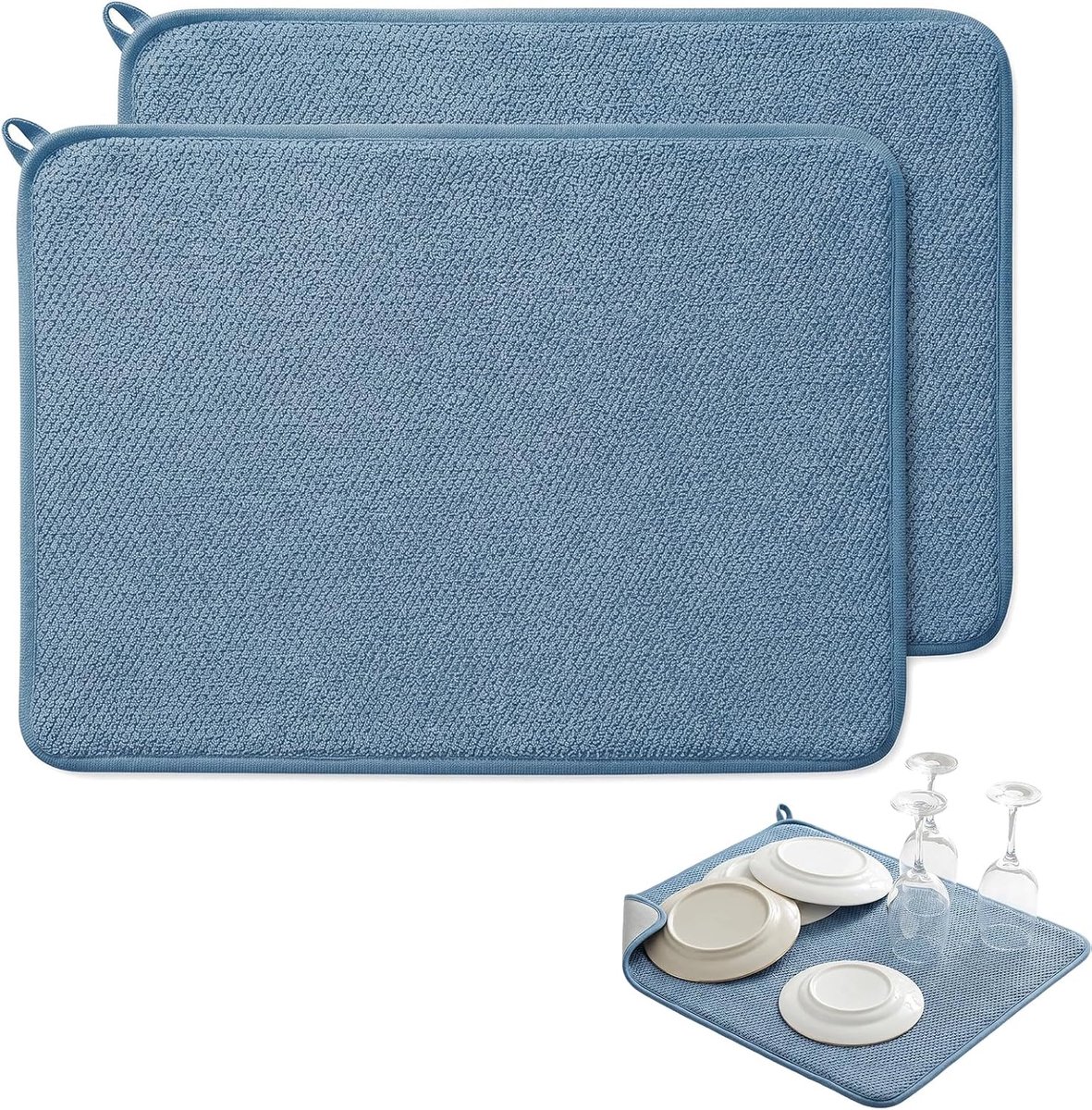 Microvezel droogmat 50x38cm - antislip - absorberend - sneldrogend voor keuken - ShopVlot