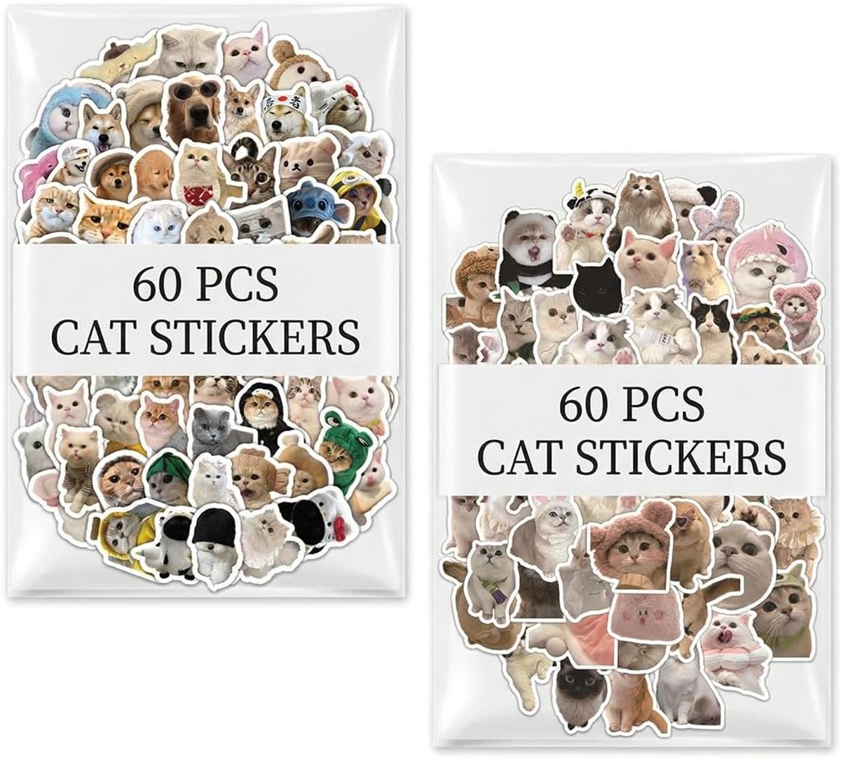 Cat stickers 100pcs - waterdicht - schattige memes - perfect voor cat lovers - ShopVlot