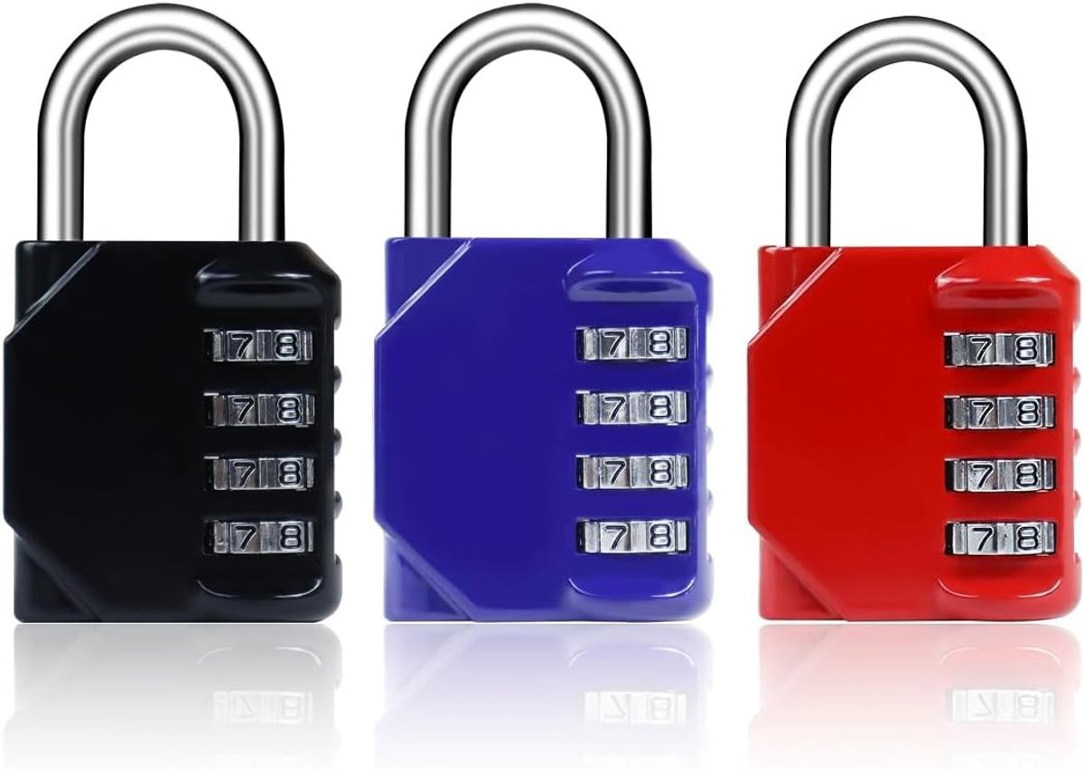 Hangslot 4-cijferige code - zwart - robuust en duurzaam - ideaal voor gym of opslag - ShopVlot