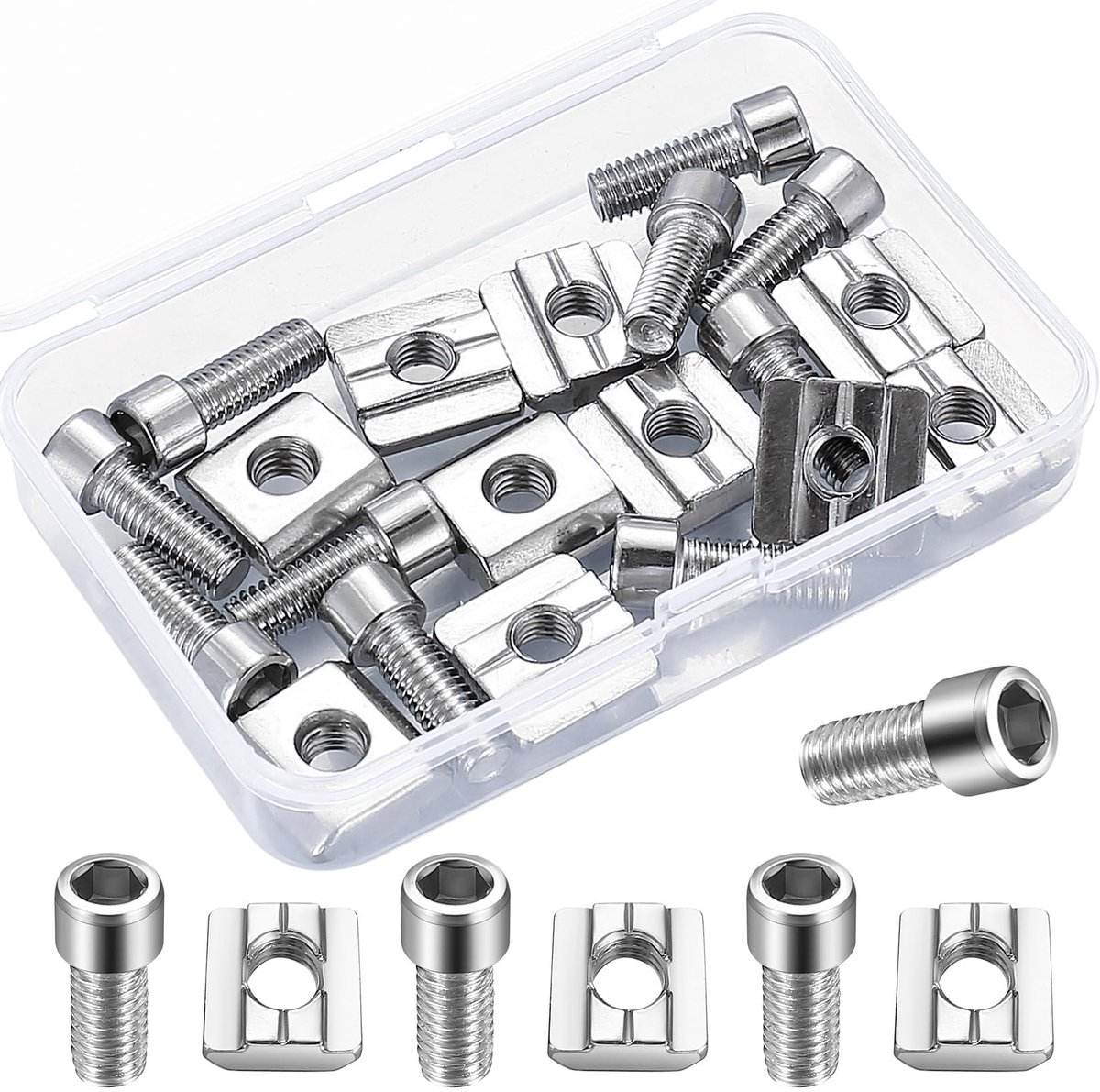 Solidchoice - Set van 10 M6 T-Nuts met Bolts voor Aluminium Profiel