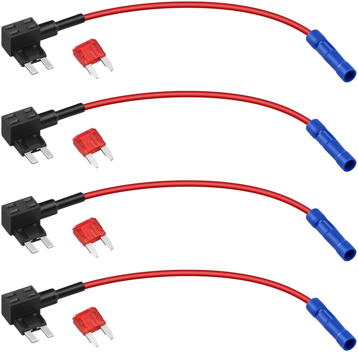 Solidchoice - Set van 4 Mini Auto Fuse Adapters met 10A Mini Blade Fuse
