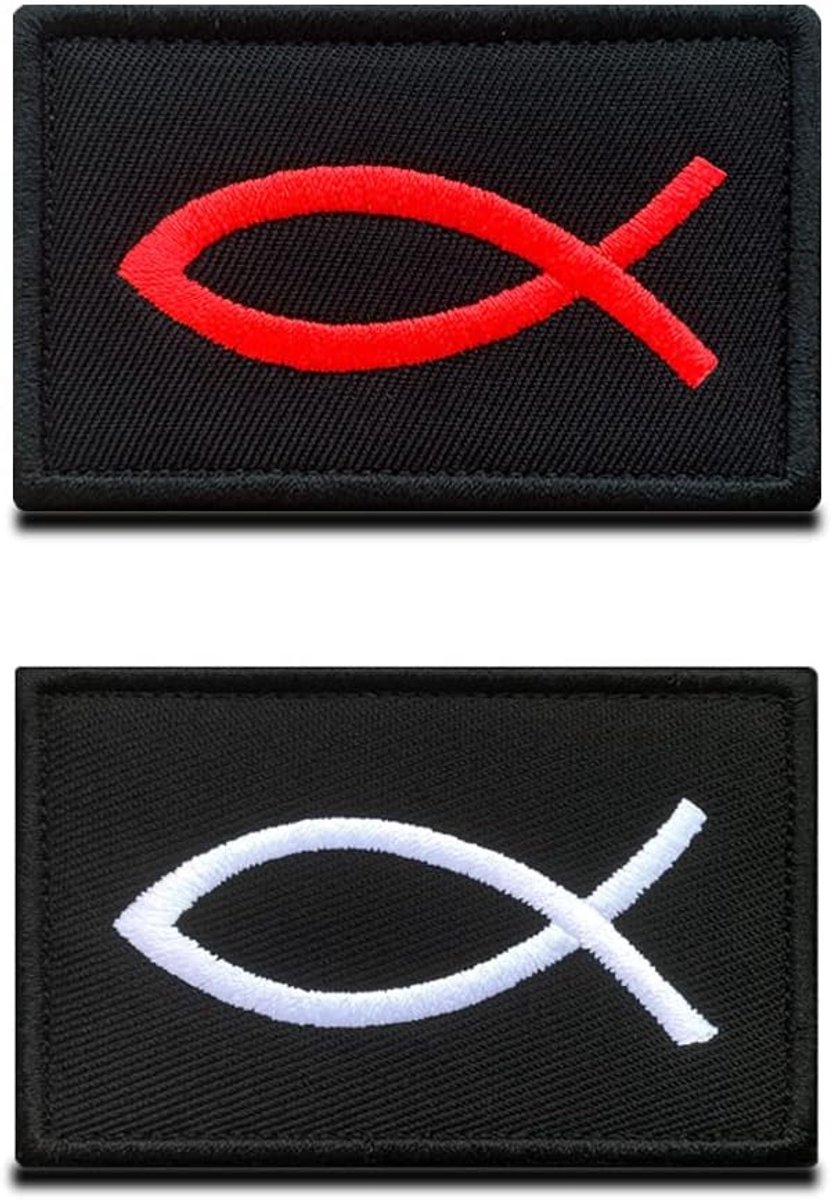 Emblemen 2 stuks - Jezusvis Ichthys - Borduurpatch - Perfect voor kleding en tassen - ShopVlot