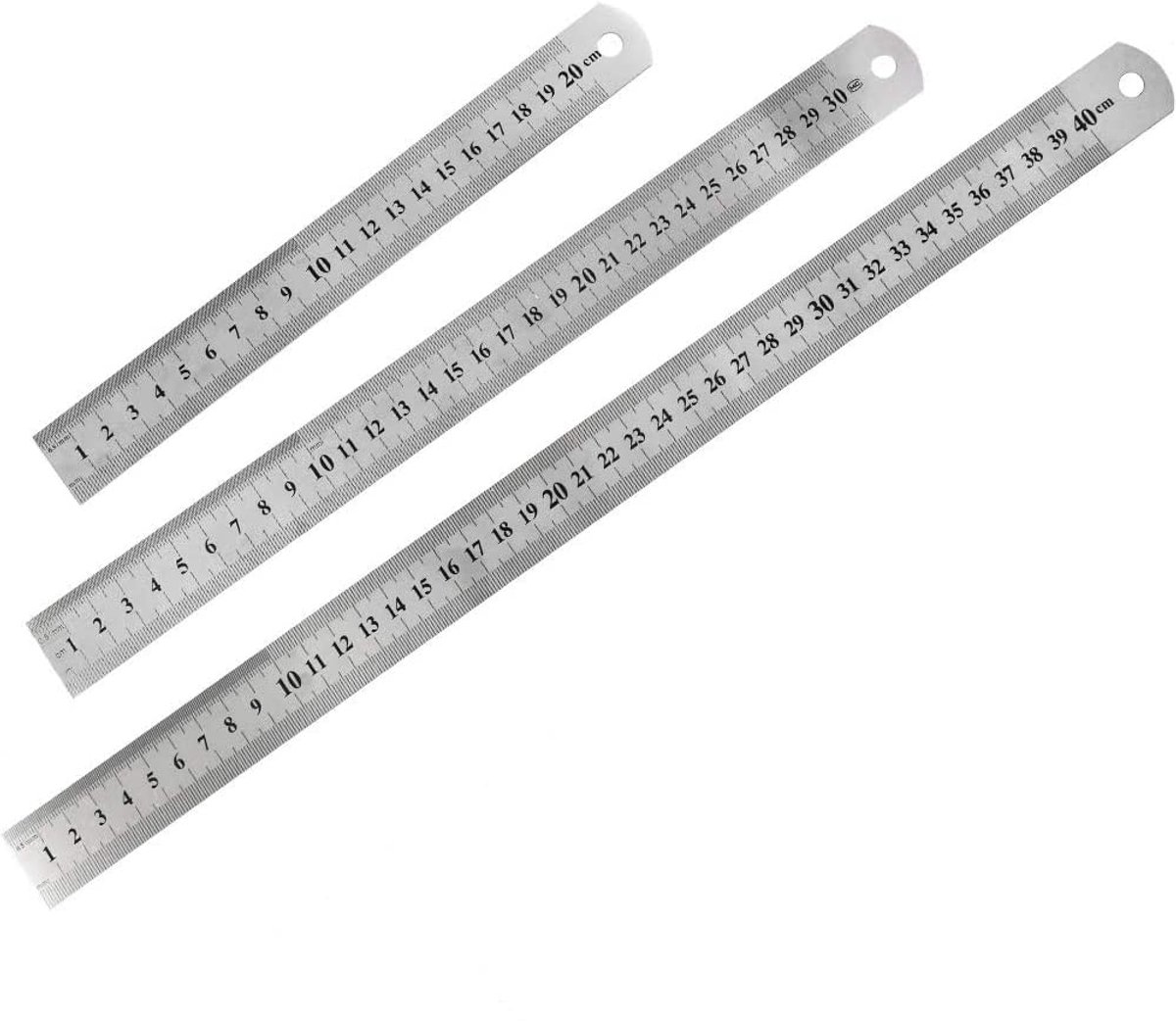 liniaal 15, 20, 30 cm - staal - dubbelzijdig - ideaal voor nauwkeurige metingen - ShopVlot