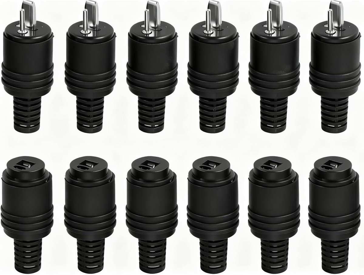 2-pins DIN connectoren set - 12 stuks - 6 mannelijke en 6 vrouwelijke aansluitingen - ShopVlot