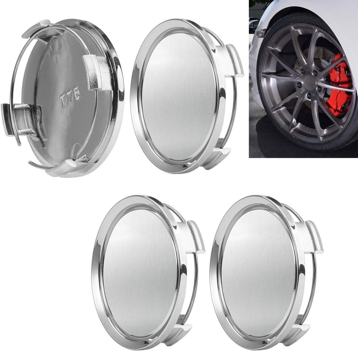 Solidchoice - Set van 4 Universele ABS Velgen Caps 75mm