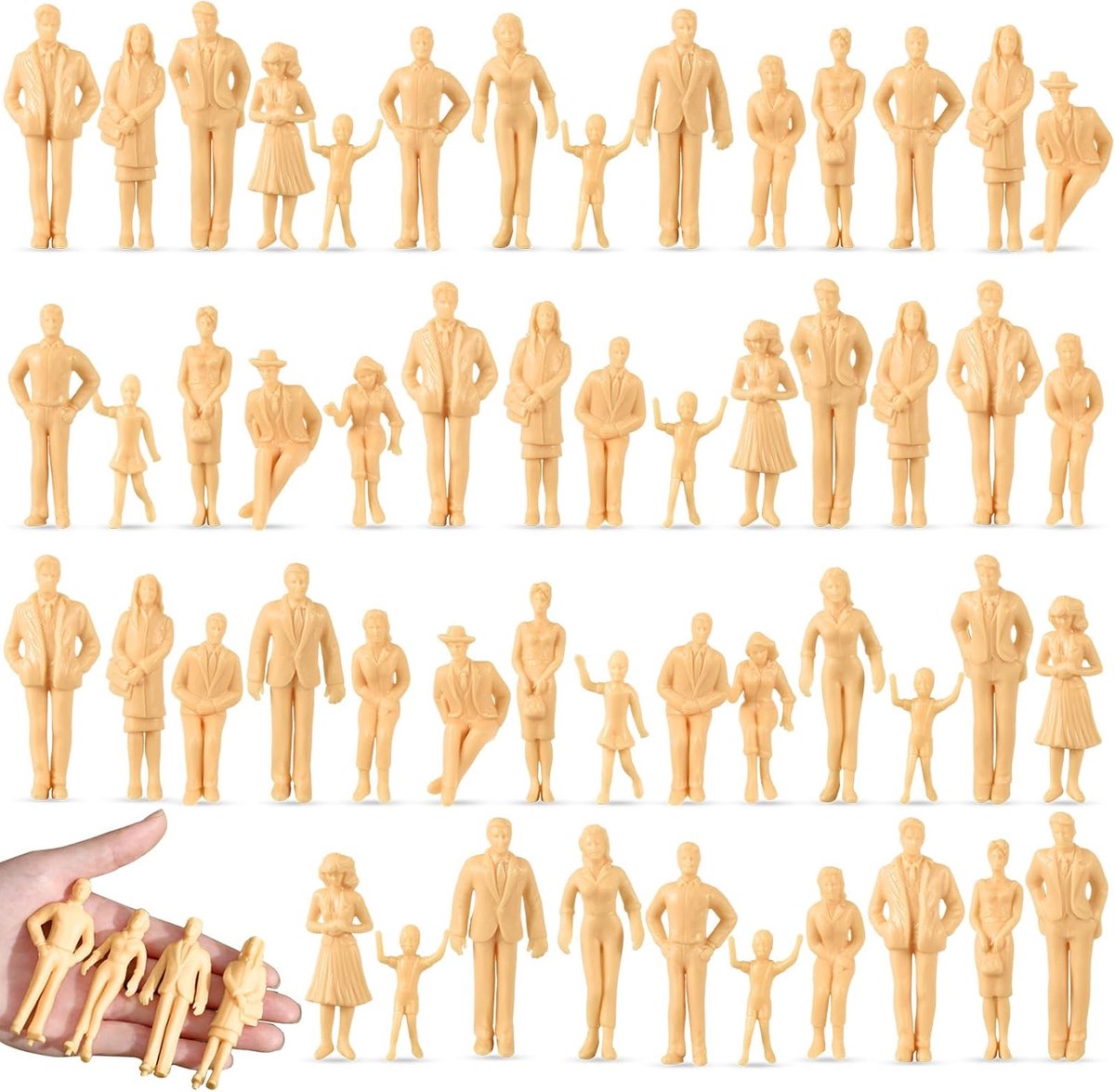 Namalu 15 Pieces Miniature Figures Scale 1:25 Model Trains, Architectural Sitting and Standing Diorama Figures - ShopVlot