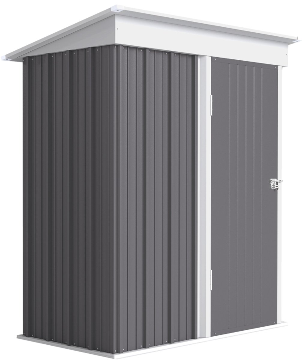 Zubaliya Gereedschapsschuur van staal – afsluitbare deur en lessenaarsdak – 161 x 95 x 181 cm – Grijs