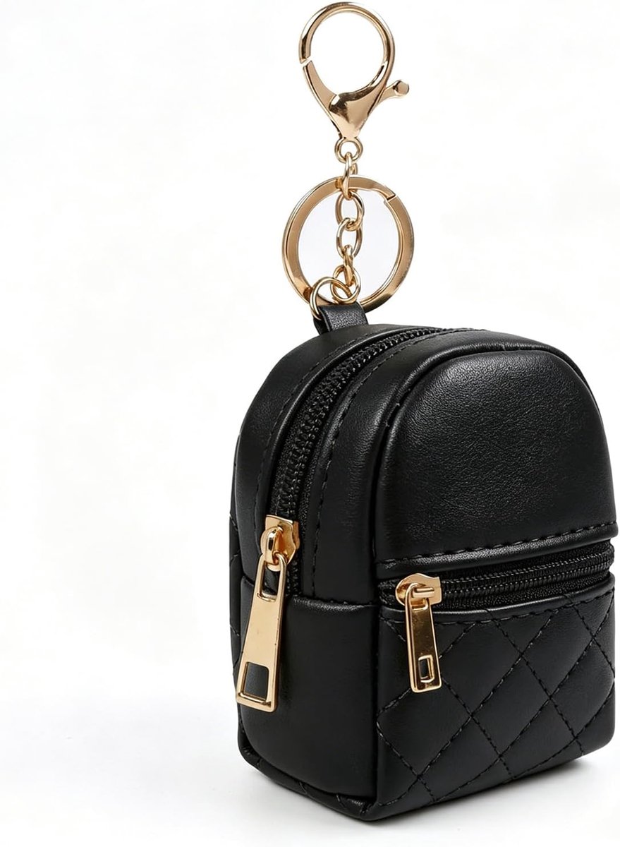 Leren mini-rugzaksleutelhanger - schattige portemonnee - met karabijnhaak - elegant tasaccessoire - ShopVlot