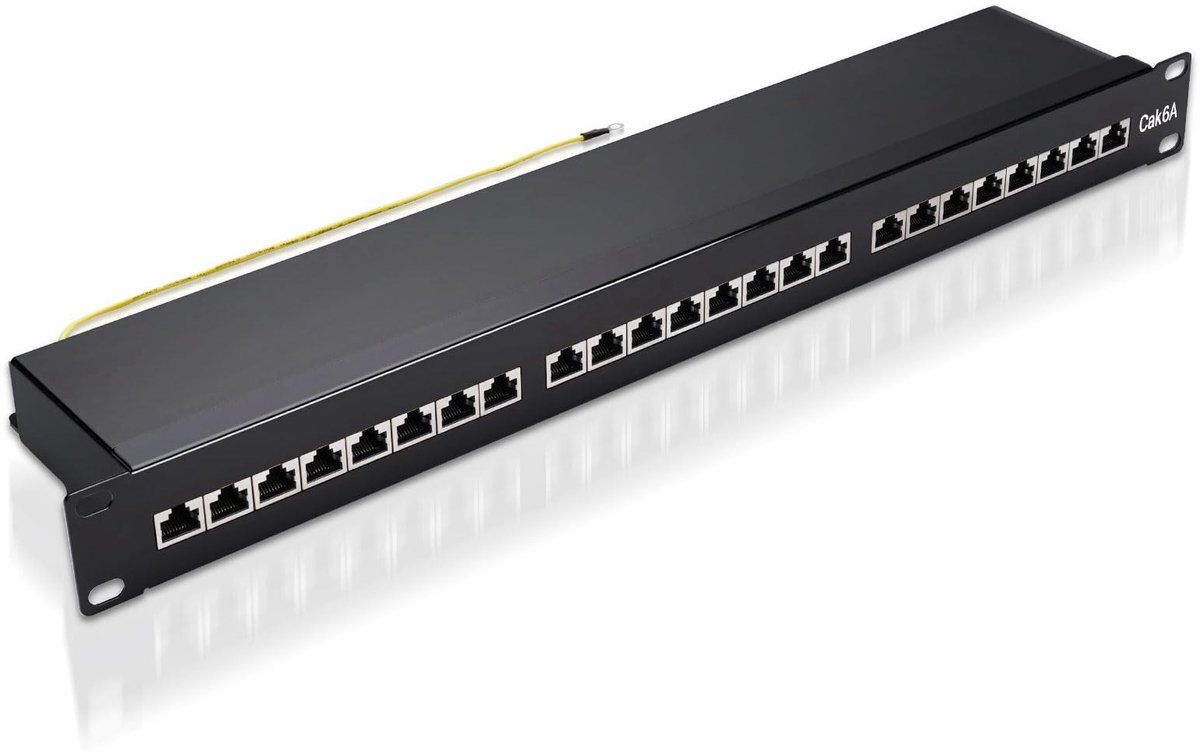 Patchpaneel 24 Poorten - Afgeschermd Netwerkveld - Rackmontage Server - 10 Gbit/s Snelheid - 19 Inch - Zwart