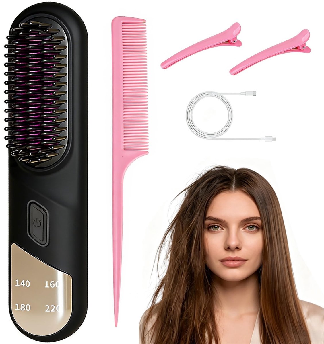 Solidchoice - Draadloze Keramische Haarborstel voor Glad Haar