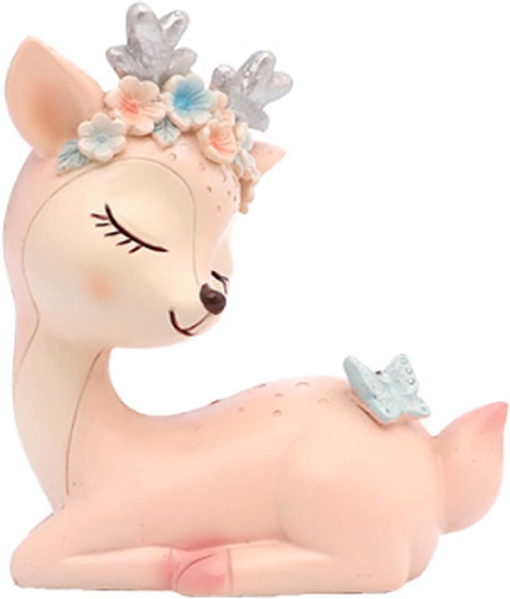 Hertenfiguur ornament - roze kunststof - schattige fawn decoratie - perfect voor feestjes - ShopVlot