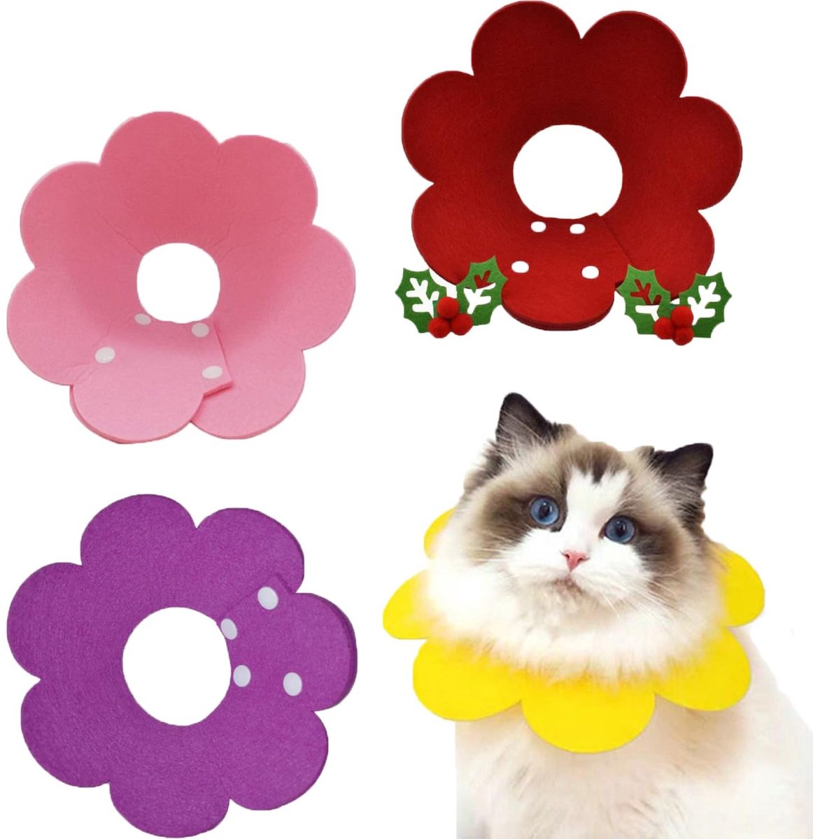 Solidchoice - Verstelbare Kattenhalsband 3-Pack met Comfortabel Vilt