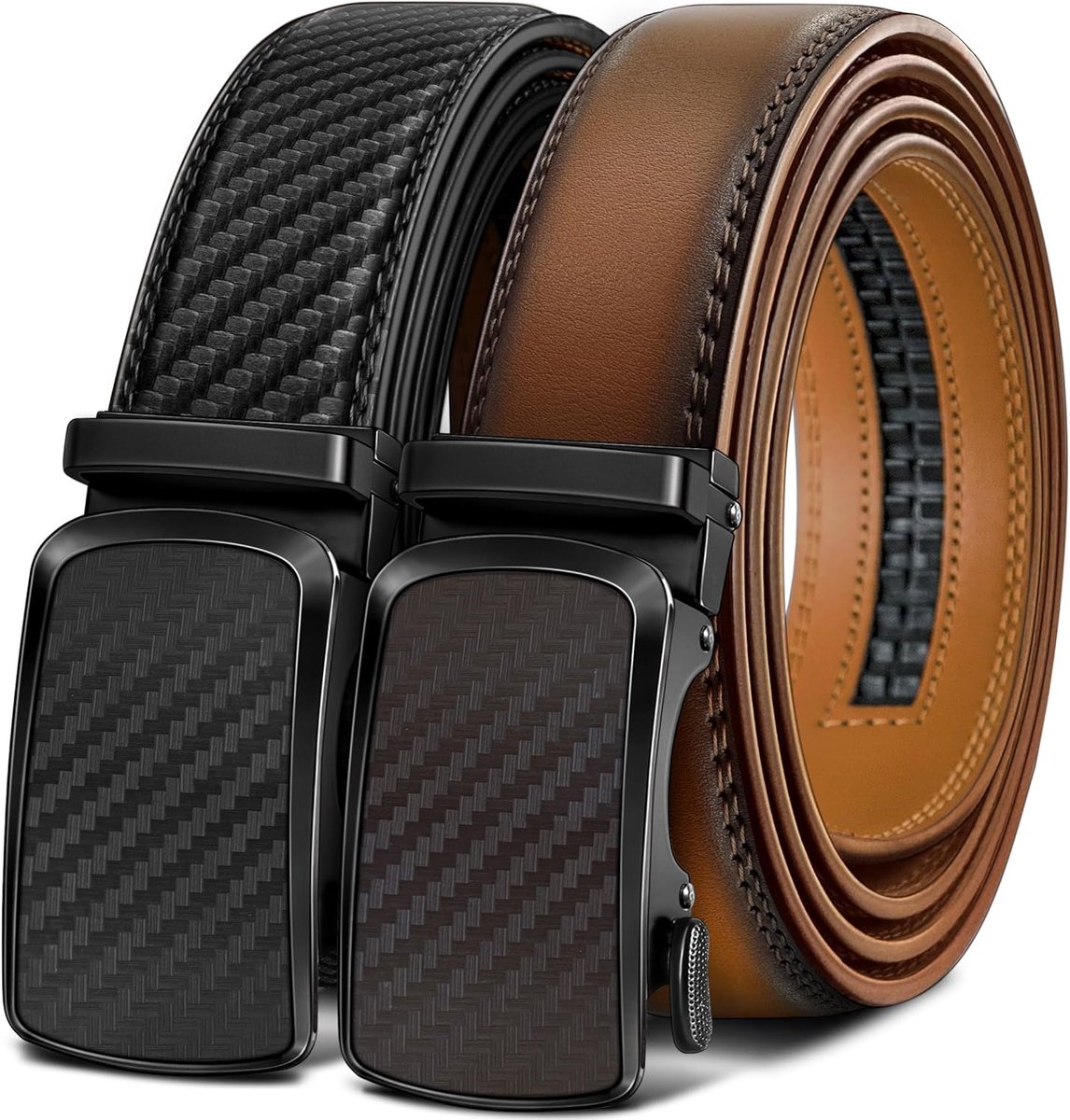 Heren riem 2-pack - Klikleren riem - Verstelbaar 1 3/8 inch - Perfecte pasvorm voor dagelijks gebruik - ShopVlot