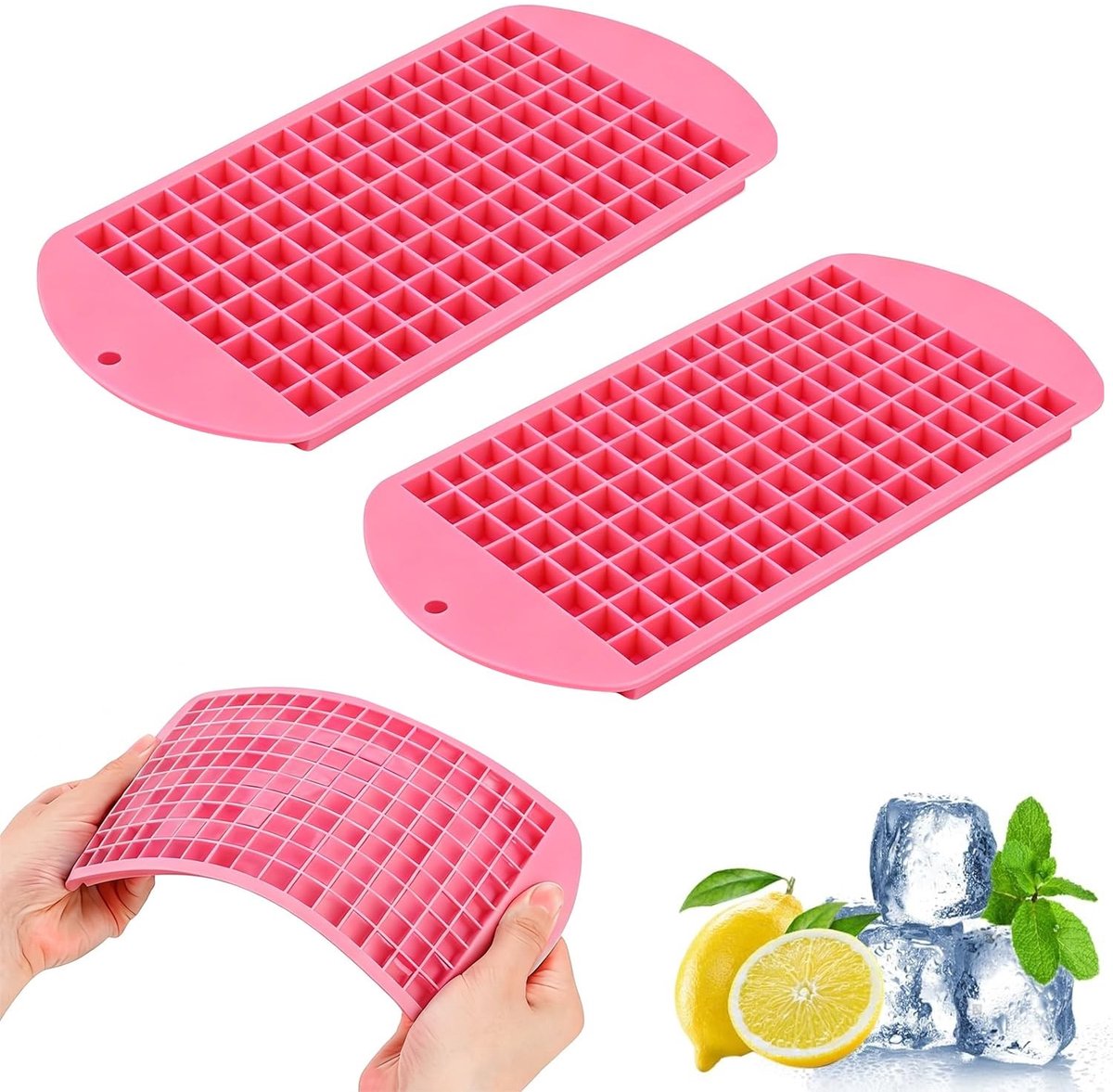 Solidchoice - Silicone IJsklontjes Mallen, Set van 2 met 160 Compartimenten