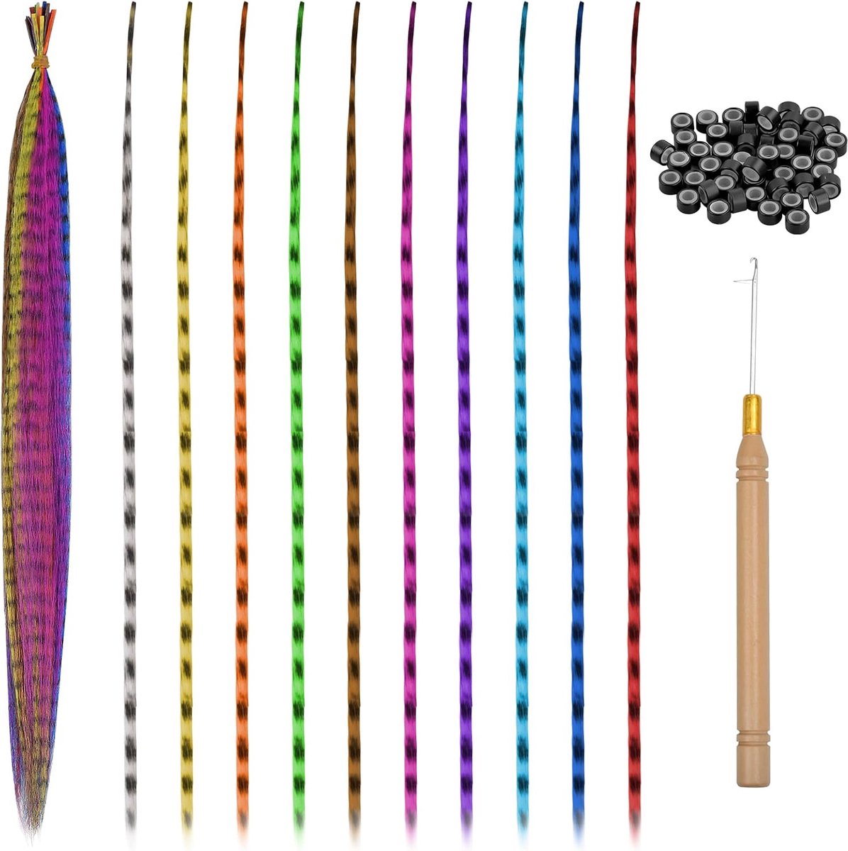 Haarextensies 20 Stuks - Kleurrijke Haarverlengingen - 45 cm Kunsthaar - Perfect voor DIY Haarstyling - ShopVlot