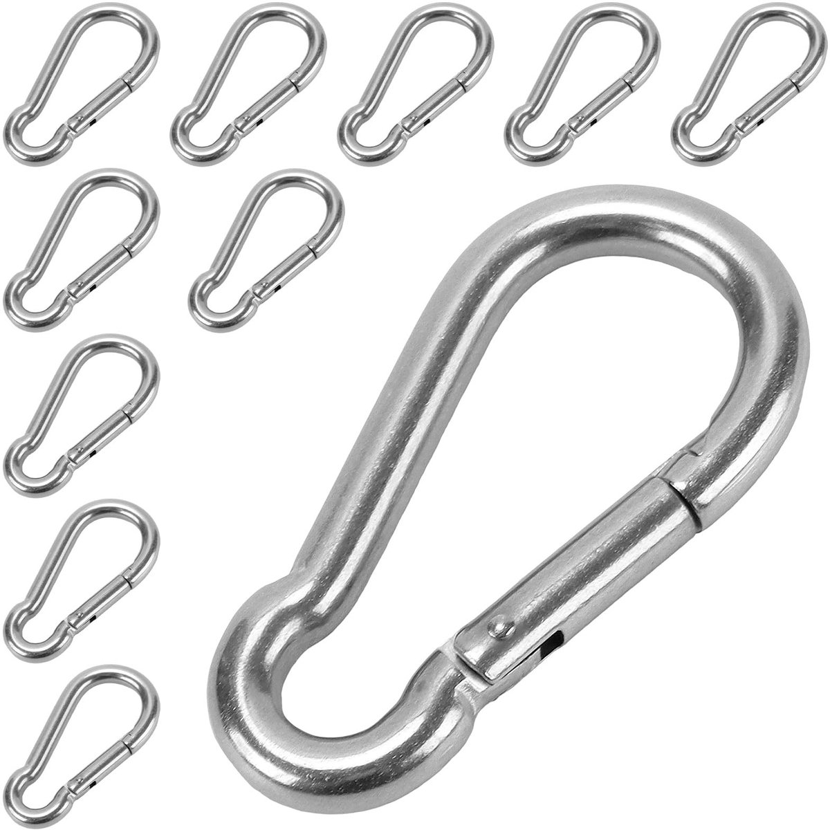 Solidchoice - Set van 12 M8 RVS Karabijnhaken