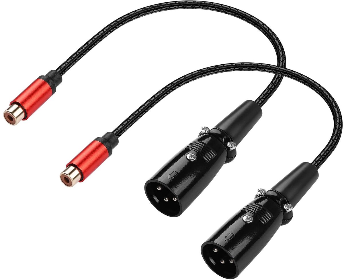 SinLoon XLR-naar-RCA-audiokabel, 0,3 m, premium XLR-stekker naar RCA-aansluiting, zachte lederstructuur, metalen - ShopVlot