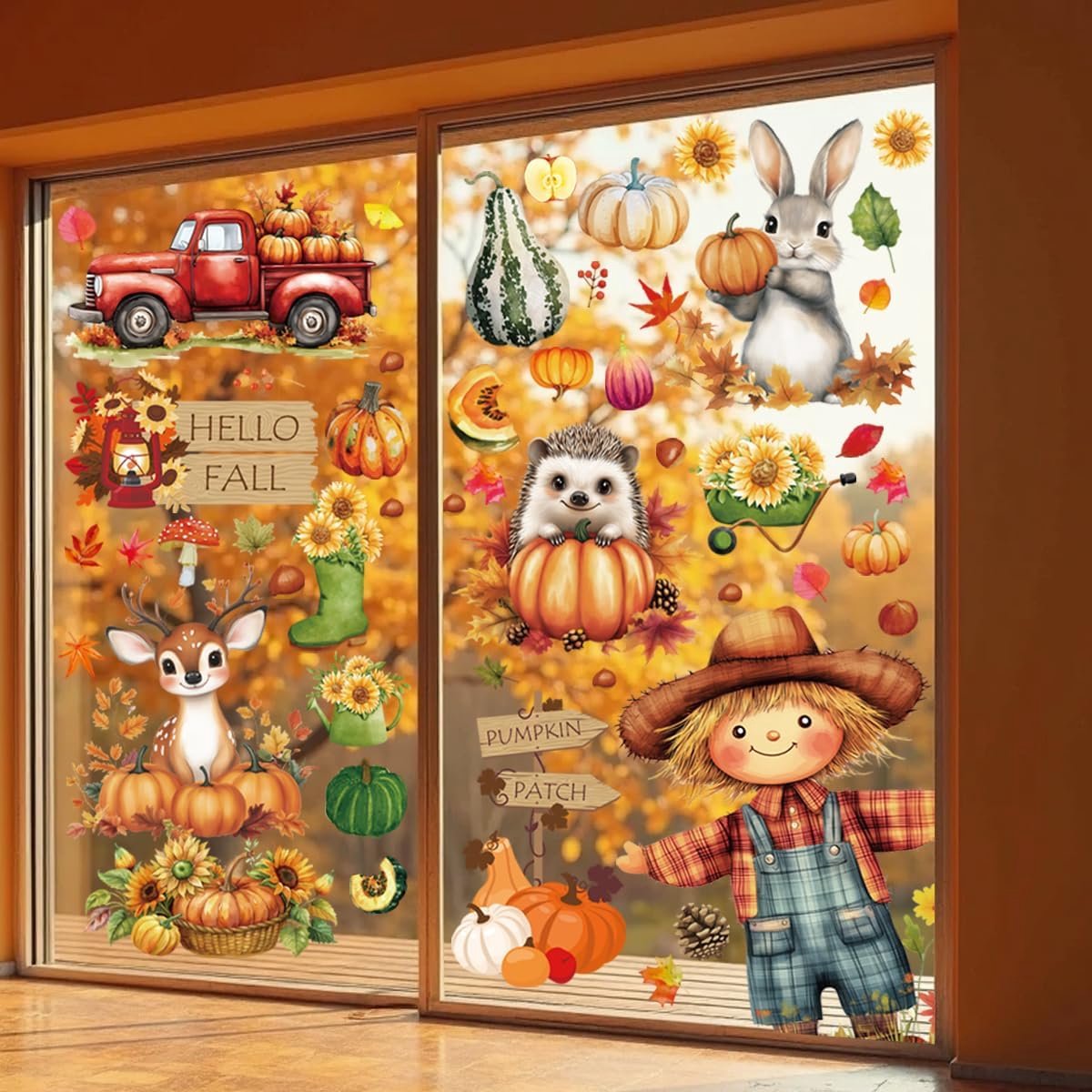 Tiakay Thanksgiving raamklampen, PVC, herbruikbaar, voor glas, 30x20cm, herfst herfst decoratie - ShopVlot