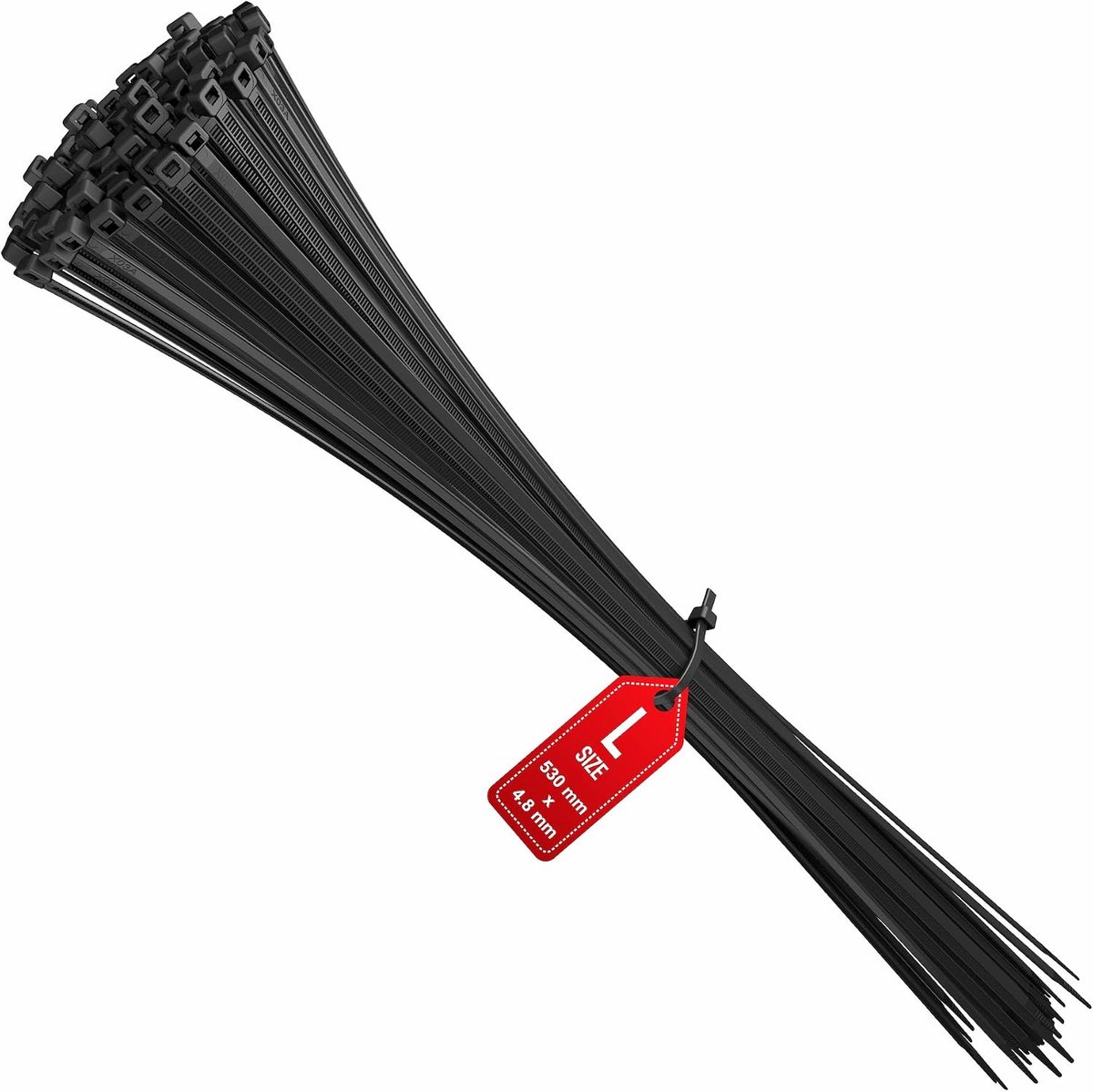 Kabelbinders Extra Lang 530 mm x 4.8 mm - Zwart - Professionele kwaliteit - Ideaal voor kabelbeheer - ShopVlot