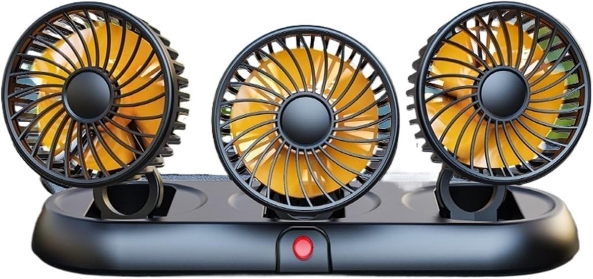 Opvouwbare Autoventilator - Zwart Oranje - M - 3 Koppen met Instelbare Snelheden - Voor Auto's, Vrachtwagens en Kantoor
