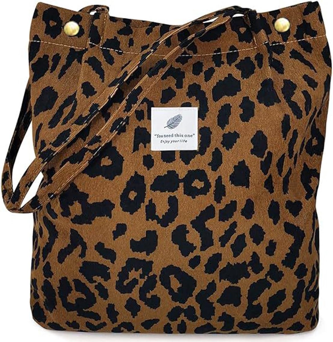 Schoudertas Dames - Corduroy - Luipaardprint - Perfect voor School - ShopVlot