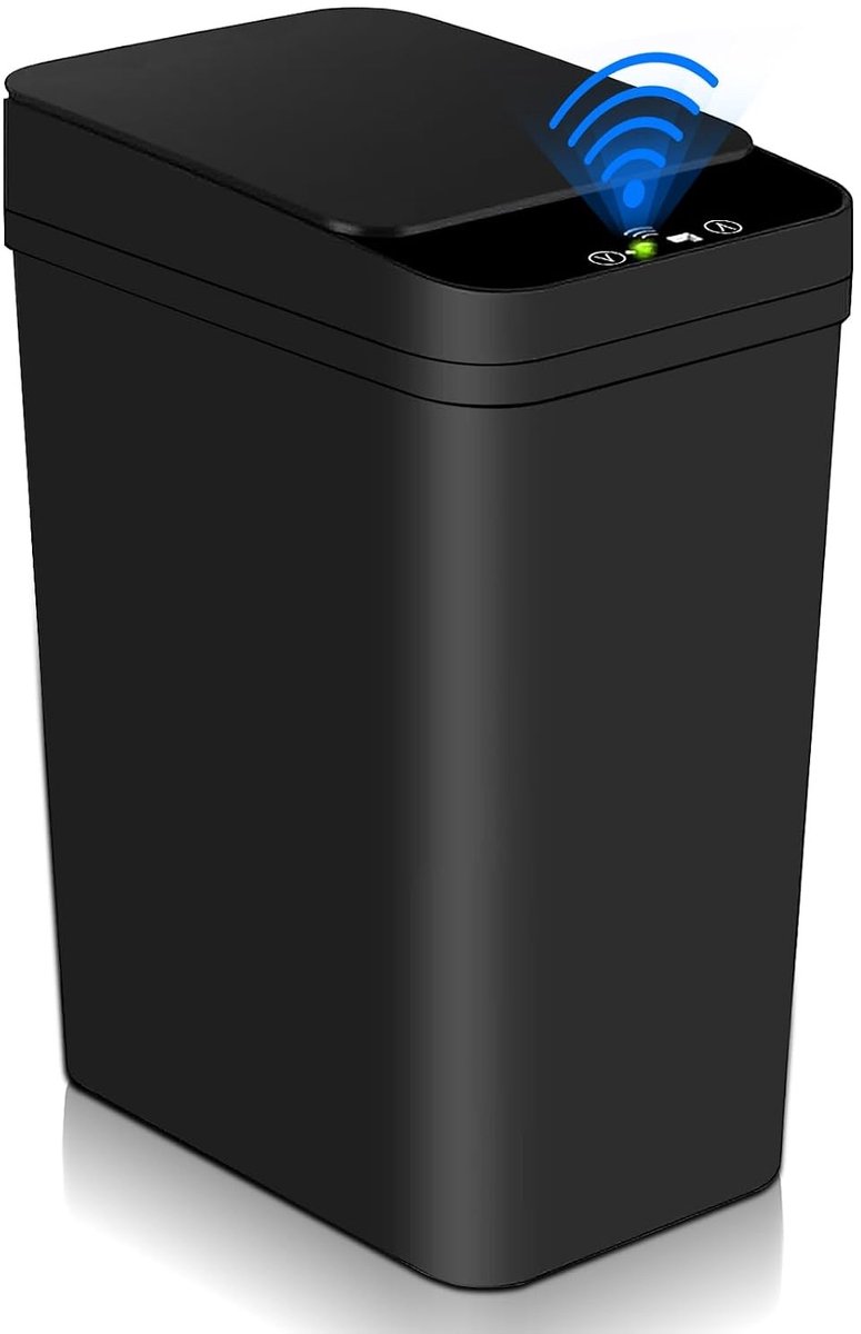 Contactloze Vuilnisemmer - Zwart - 15,8 x 23,5 x 32 cm - Automatische Sensor Vuilnisemmer met Deksel - Voor Keuken, Badkamer, Kantoor