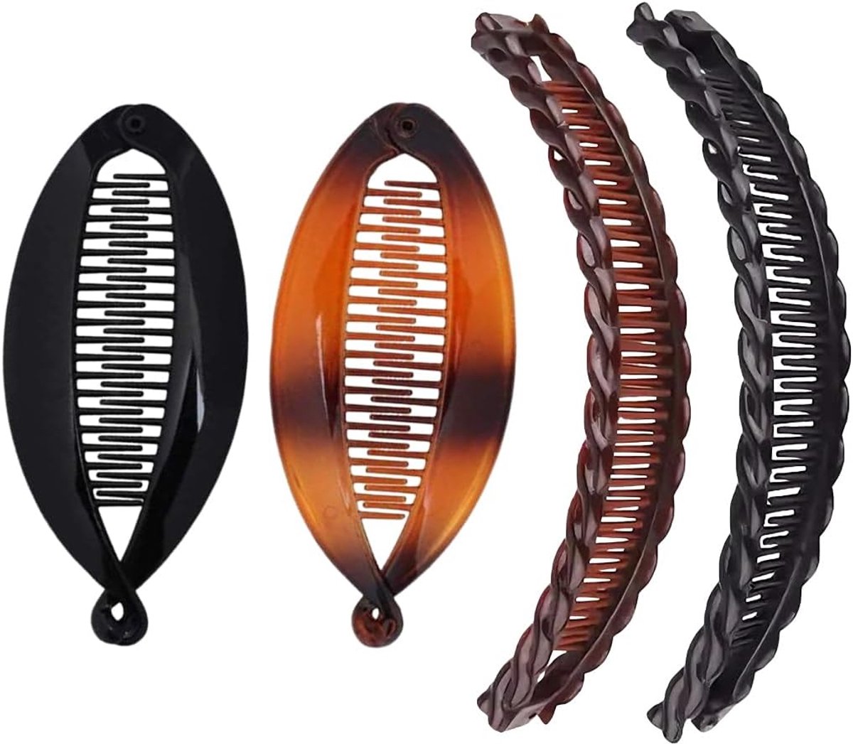Bananenhaarspelden set - 4 stuks - voor paardenstaart en visstaart - haaraccessoires voor dames - ShopVlot
