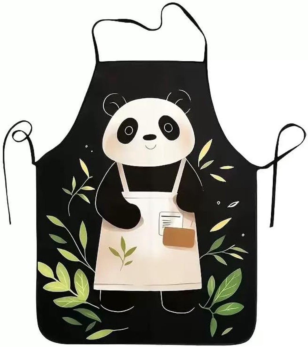 Kookschort uniseks - 3D-pandapatroon - waterdicht - ideaal voor feesten - ShopVlot
