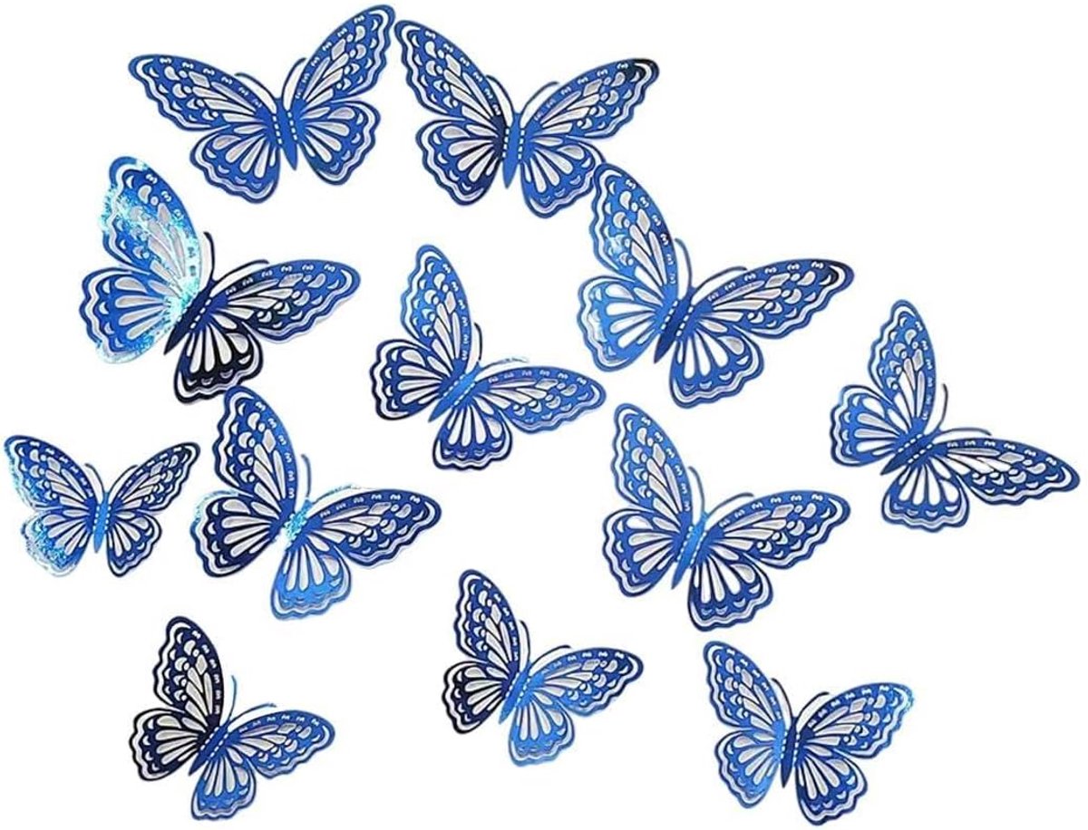 Vlinder Wandstickers - Luminous Blauw en 3D Effect - Creatieve Wanddecoratie - Geschikt voor Kinderkamers en Woonkamers - ShopVlot