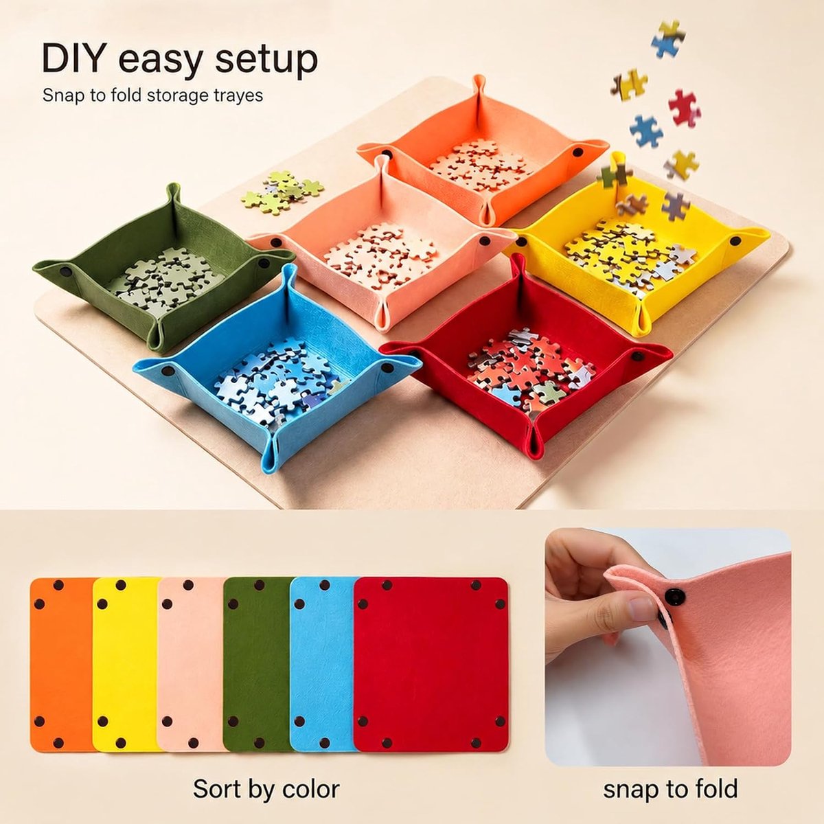 Opvouwbaar puzzelbord 1000 stukjes - viltmateriaal - antislip ontwerp - perfect voor onderweg - ShopVlot