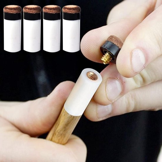 Billiard cue punten set met vervangbare schroefpunten, harde pomerans en accessoires voor biljartspelen — afbeelding 4