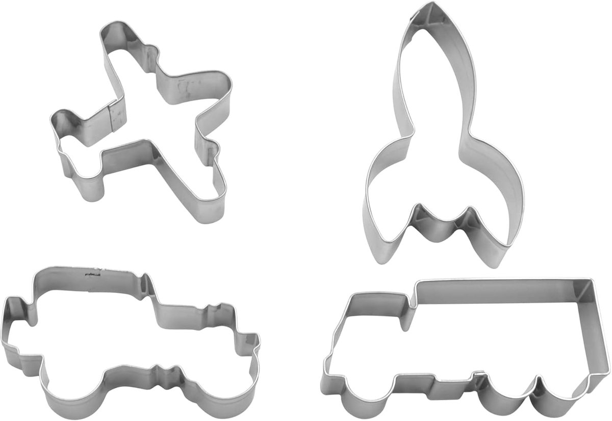 BekkiB 3774 - Set of 4 Cutters "Vehicle" - Missile Cutters, Airplane, Car, Truck - Dishwasher Safe Cookie Cutters - ShopVlot