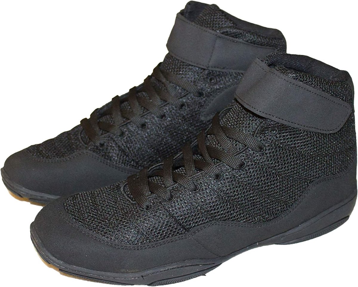 Boxing shoes black leather/mesh fabric - ShopVlot