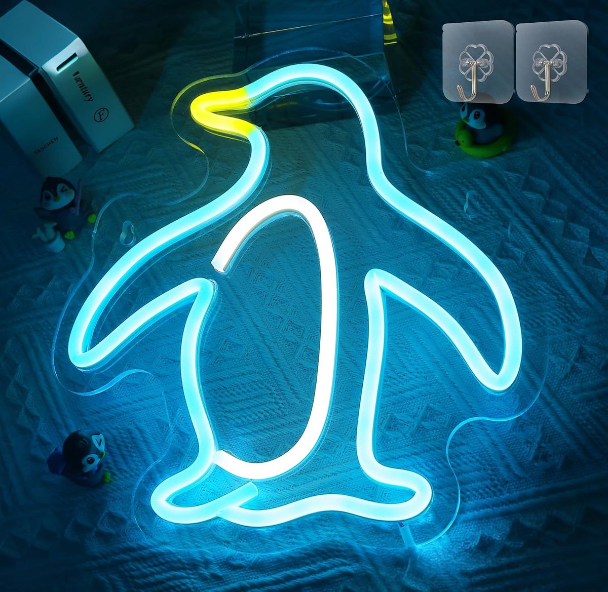 Attivolife Penguin sign for wall decoration, light up special animal shape LED lamp with dim USB powered, unique home - ShopVlot