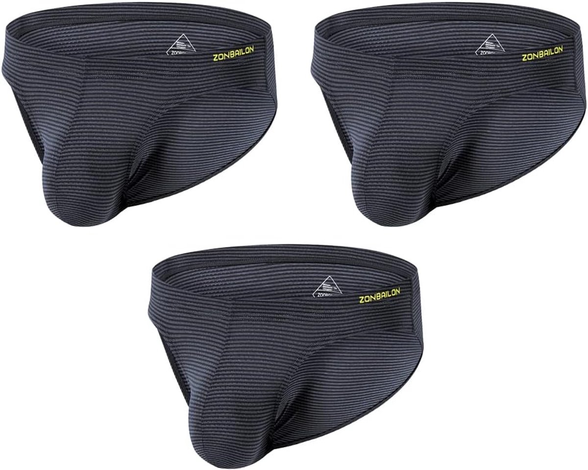 Men's briefs, triangular shape, sexy, skin-friendly and comfortable, bulging, breathable, elastic, 3 x black - ShopVlot