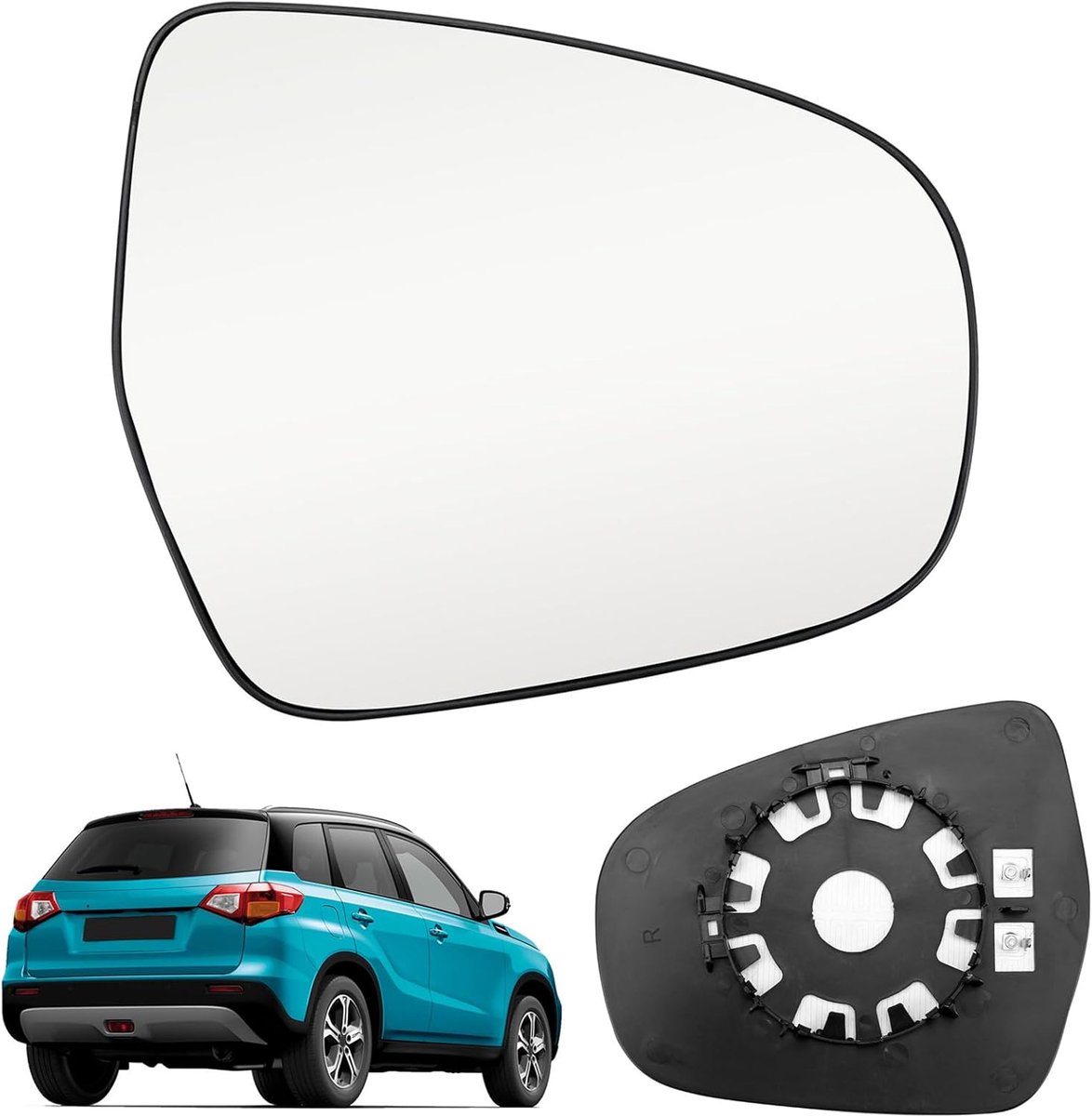 Mirror Glass Heated Right Compatible with Suzuki Vitara 15-18 / SX4 S-Cross 13-20 Mirror Glass Outside Mirror Glass - ShopVlot