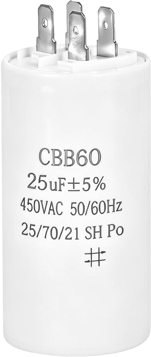Startcondensator CBB60 25µF 450V AC voor elektrische motor, startcondensator voor eenfasige motoren met aansluitingen - ShopVlot