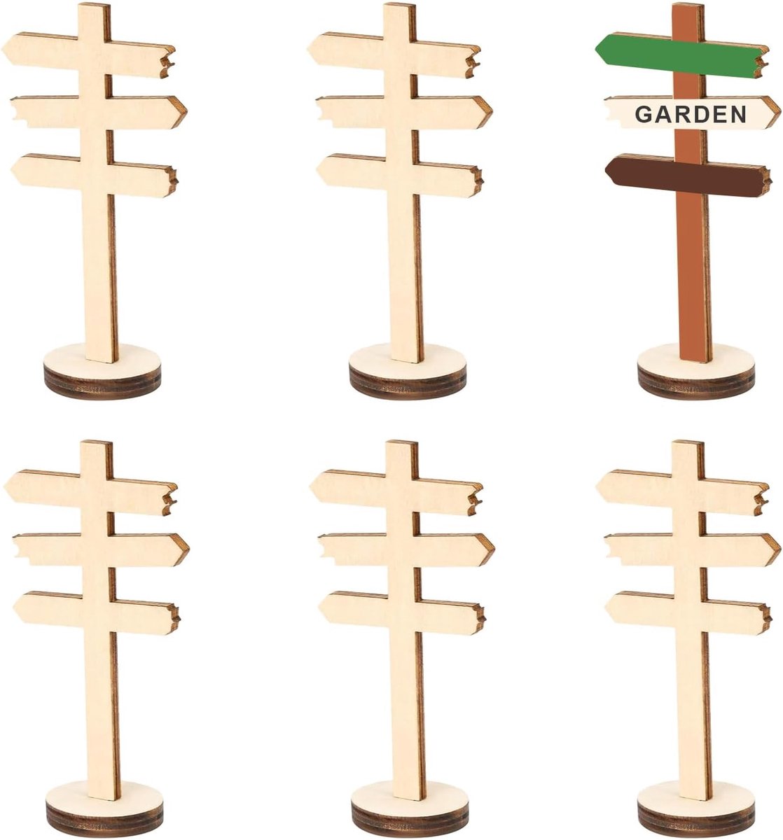 Miniatuur houten wegborden om op te schrijven, miniatuur tuindecoratie, licht en eenvoudig te verplaatsen, voor tuin - ShopVlot