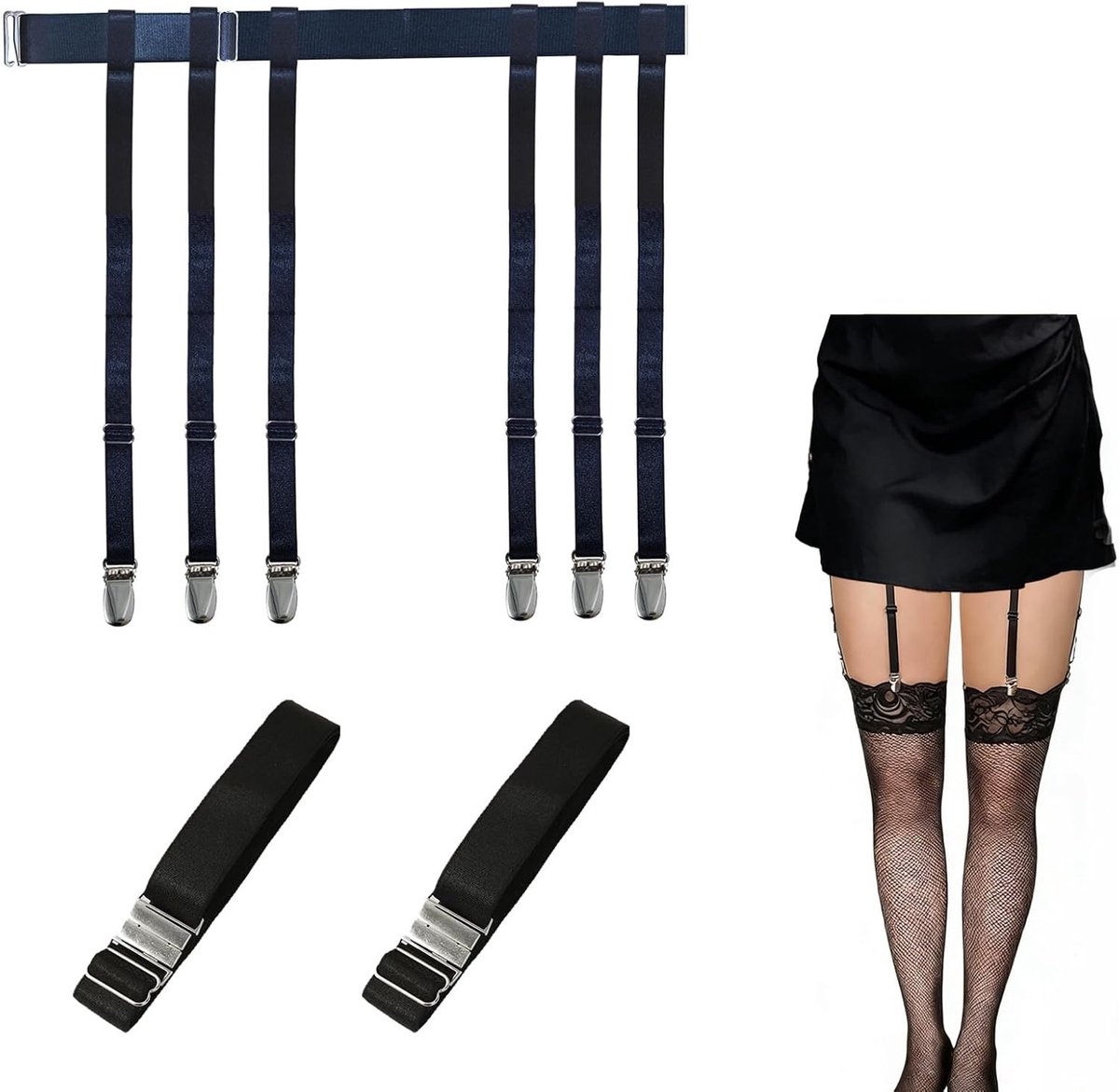 Stijlvolle Multifunctionele Dames Suspender Belt met 6 Straps en 2 Elastische Garter Ringen, Perfect voor Lingerie en Speciale Gelegenheden