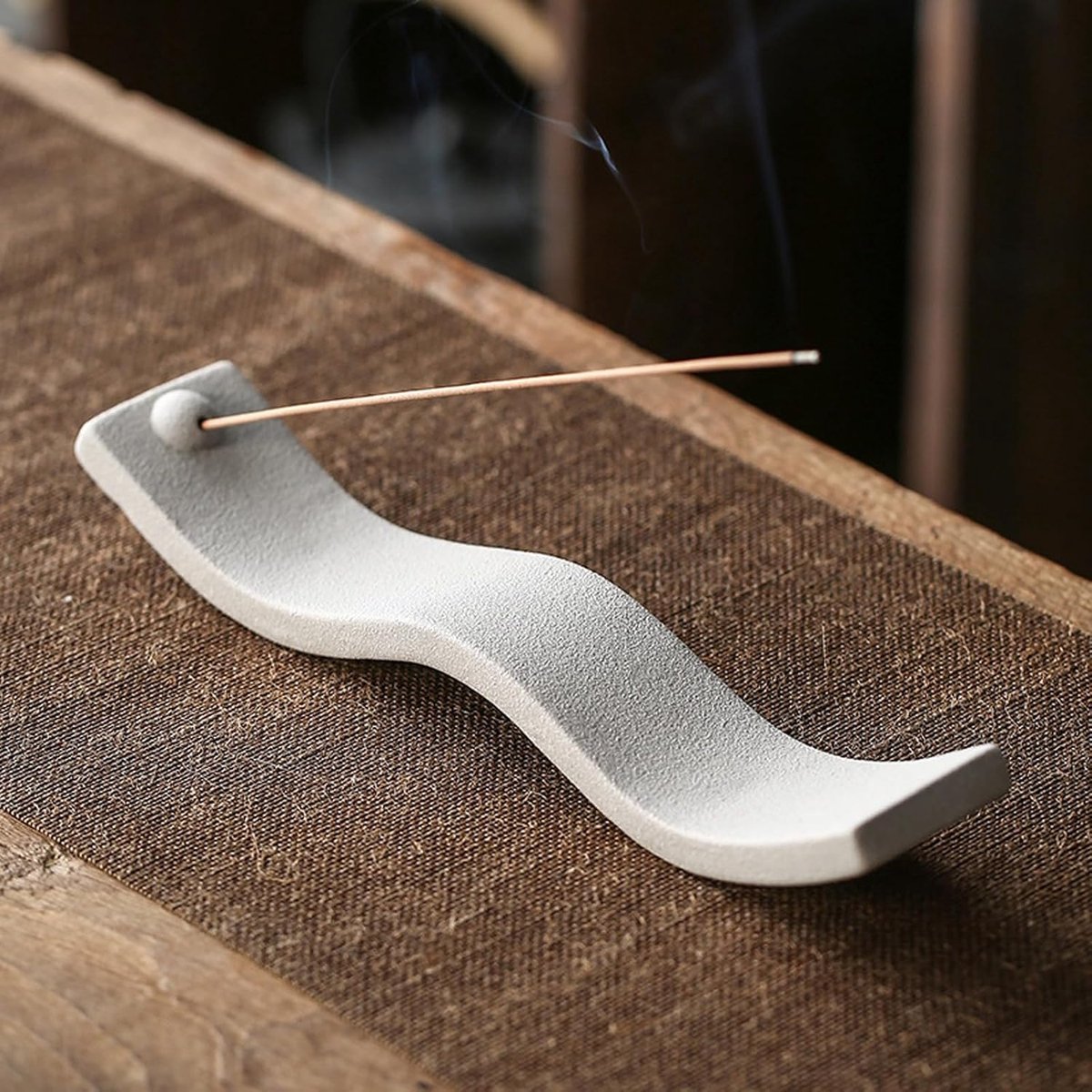 Wierookhouder keramiek grijs - 3 mm opening - voor standaard stokjes - ideaal voor yoga en meditatie - ShopVlot