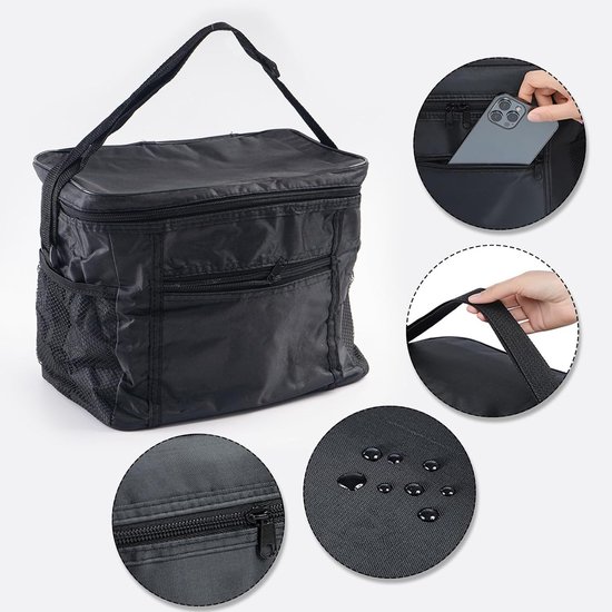 Koeltas - Koeltas 10 Liter -27 x 17 x 24 cm - lunch / blikjes - Koeltasje - Koeltassen - geïsoleerde herbruikbare Boodschappentassen - Opvouwbare Picknicktas - Oxford Doek met Aluminiumfolie - Waterdicht - Met Handvat - Zwart — afbeelding 2