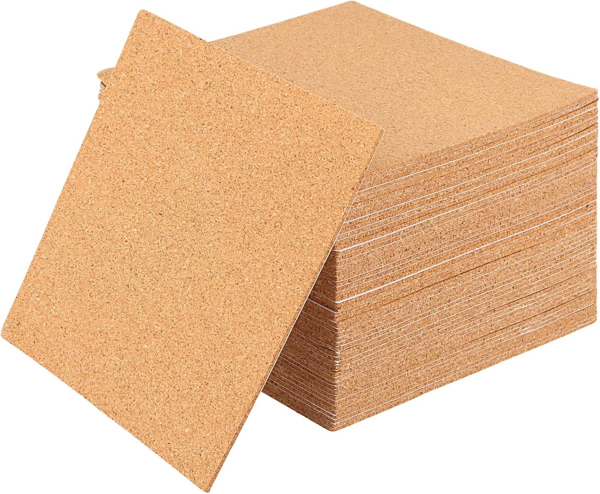 Cork coasters 15 x 15 cm - zelfklevende kurkmatten - 2 mm dik - ideaal voor knutselprojecten - ShopVlot