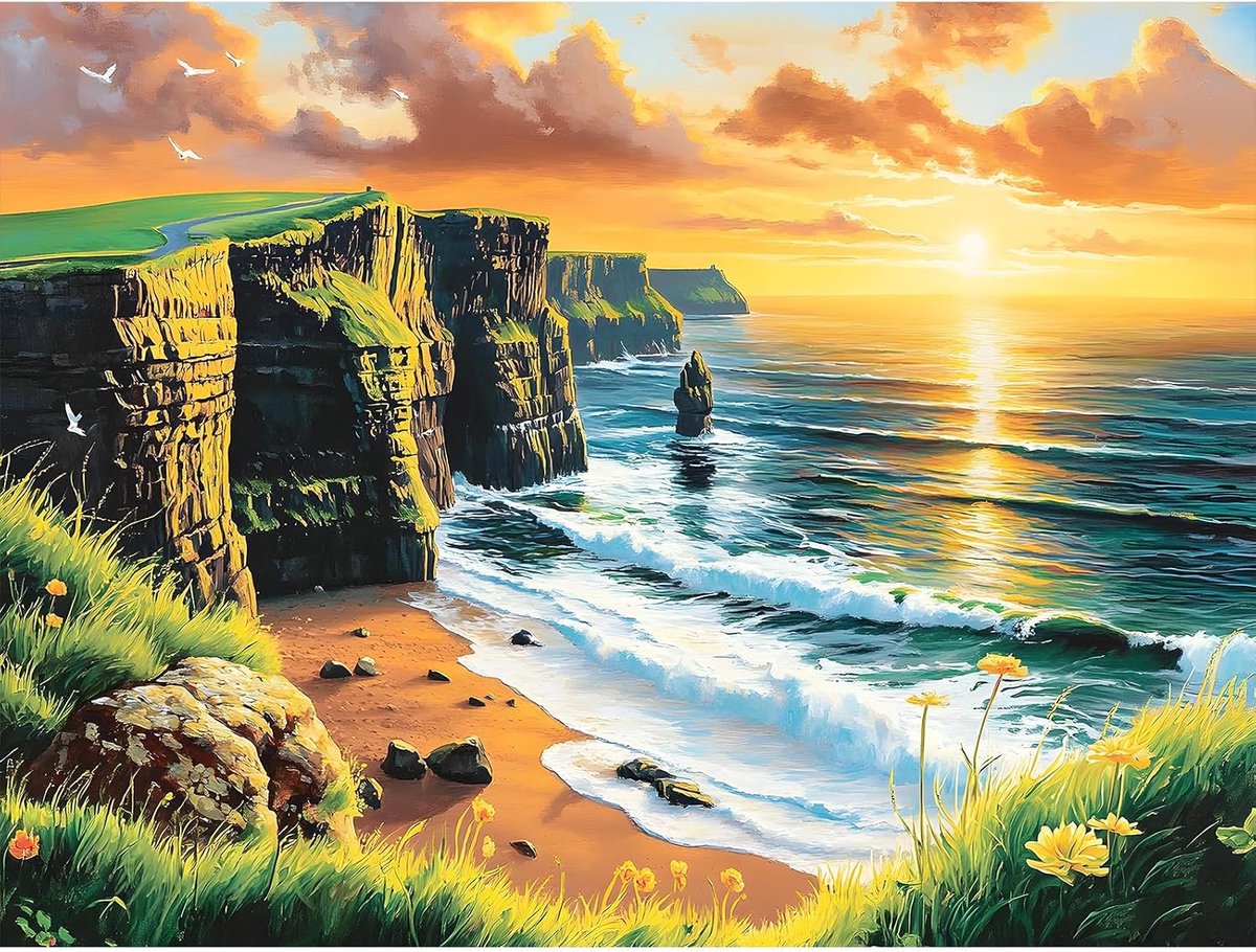 Schilderen op nummer voor volwassenen - schilderkit strand - acrylpigment en kwasten - eenvoudig zelf schilderen - ShopVlot