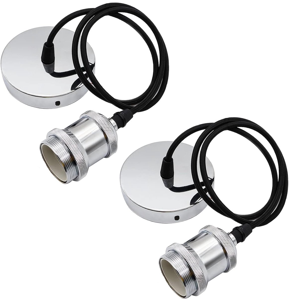 Hanglamp E27 zilver - 100 cm kabel - hoogte verstelbaar - ideaal voor woonkamer en slaapkamer - ShopVlot