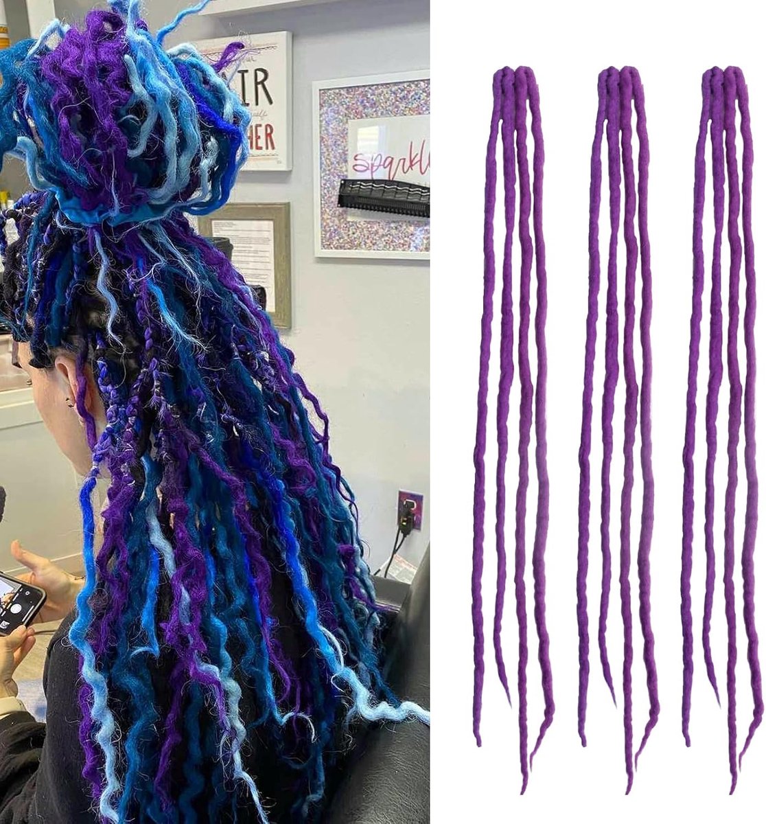 Clip In Woolen Dreadlocks Extension 22 Inch 3PCS Lightweight Synthetic Dreads with Clips Soft Crochet Loc Extension - ShopVlot